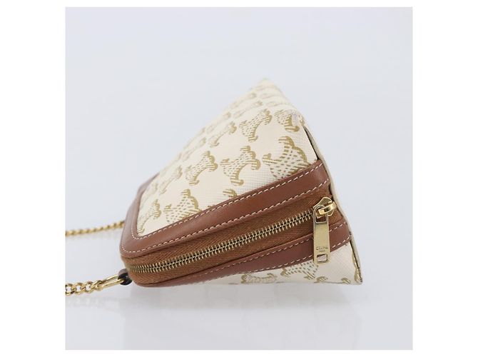 Céline CELINE Triomphe Chain Shoulder Bag PVC White Gold - vista 4