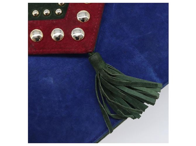 Autre Marque Saint Laurent Studs Shoulder Bag Suede Blue Gold Tone - vista 15