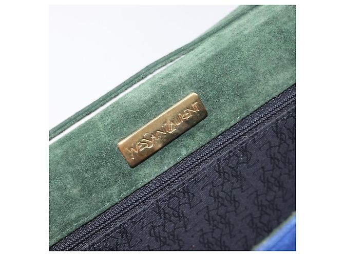 Autre Marque Saint Laurent Studs Shoulder Bag Suede Blue Gold Tone - vista 17