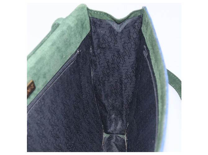 Autre Marque Saint Laurent Studs Shoulder Bag Suede Blue Gold Tone - vista 19