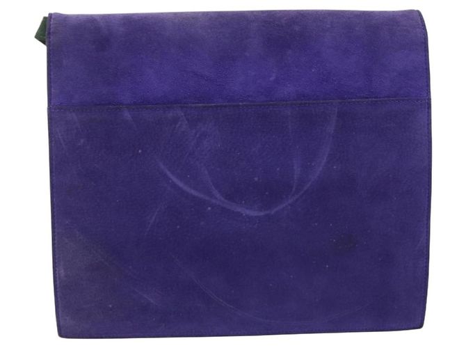 Autre Marque Saint Laurent Studs Shoulder Bag Suede Blue Gold Tone - vista 3