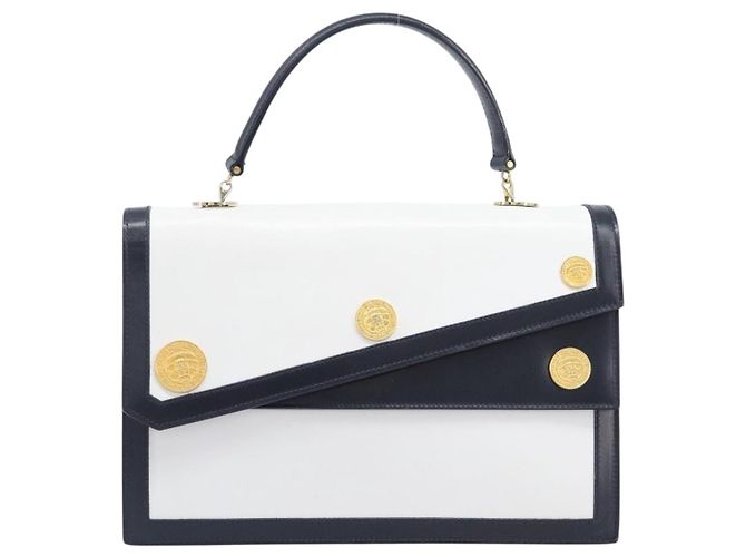 Céline CELINE Medallion Hand Bag Leather White Gold - vista 2