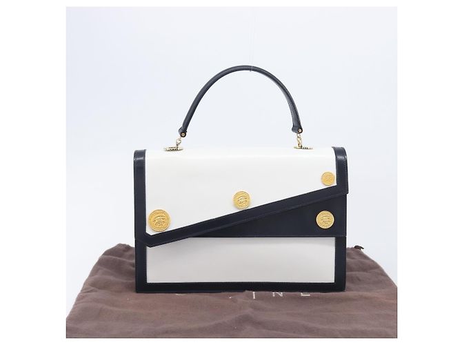 Céline CELINE Medallion Hand Bag Leather White Gold - vista 27