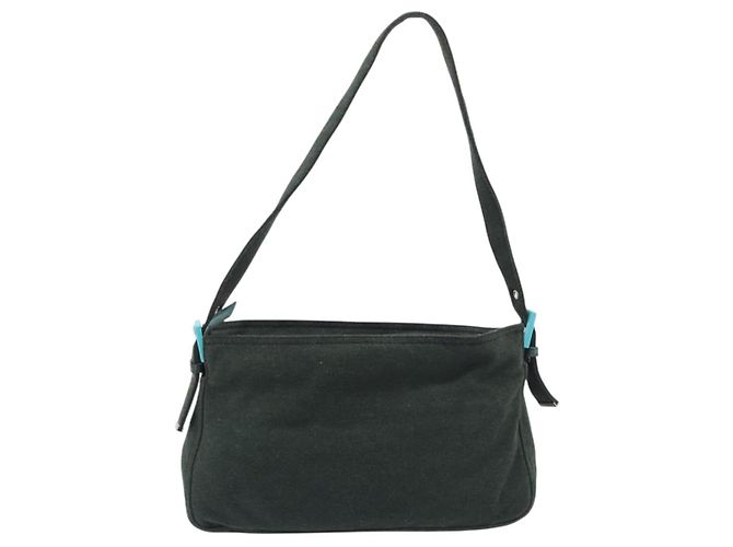 FENDI Mamma Baguette Shoulder Bag Cotton Khaki Silver - vista 3