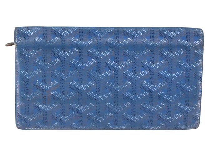Goyard Herringbone Long Wallet PVC Leather Blue Silver - vista 2