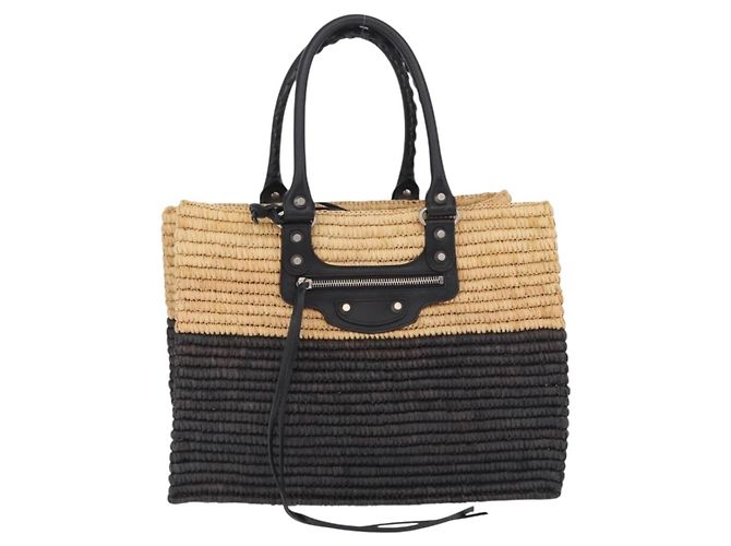 Balenciaga Hand Bag Raffia Beige Silver 339560 - vista 13