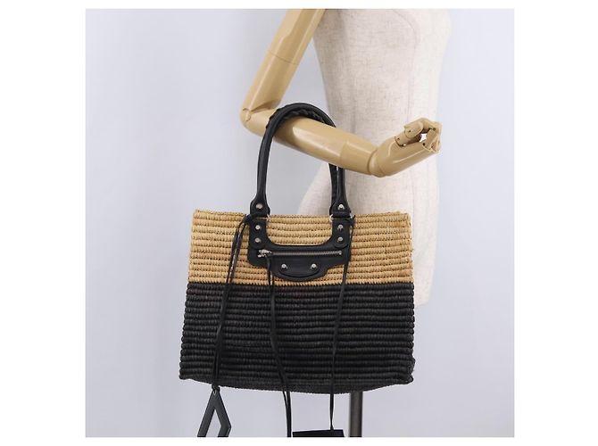 Balenciaga Hand Bag Raffia Beige Silver 339560 - vista 30