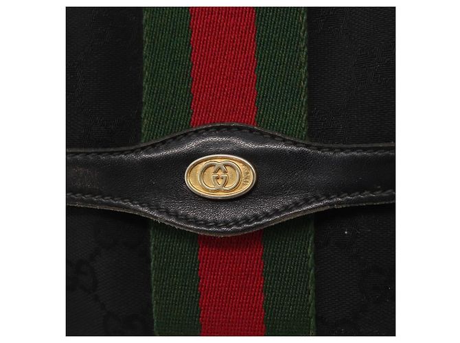 GUCCI GG Canvas Web Sherry Line Shoulder Bag Black Red Green - vista 17