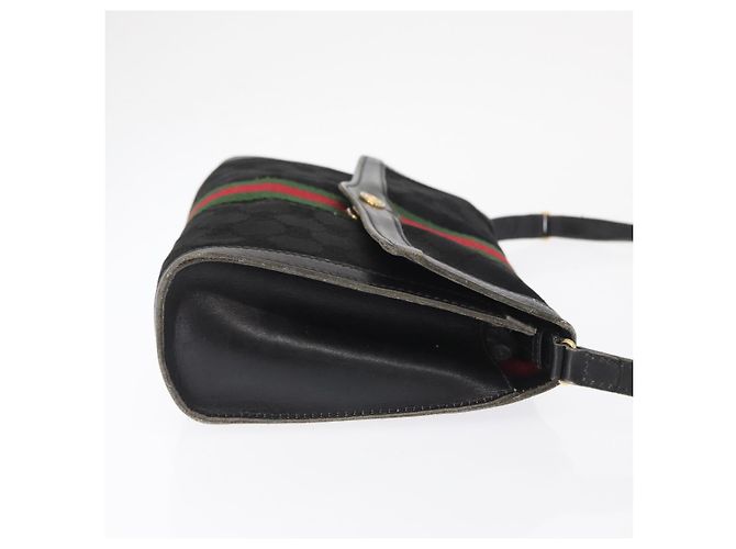 GUCCI GG Canvas Web Sherry Line Shoulder Bag Black Red Green - vista 3
