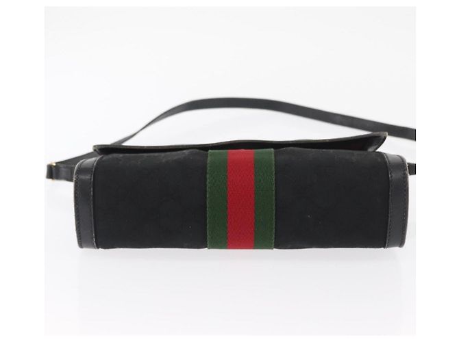 GUCCI GG Canvas Web Sherry Line Shoulder Bag Black Red Green - vista 5