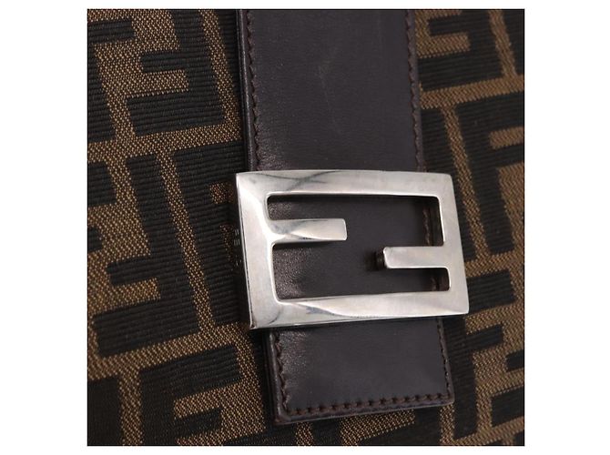 FENDI Zucca Canvas Mamma Baguette Hand Bag Black Brown - vista 17