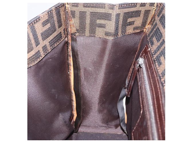 FENDI Zucca Canvas Mamma Baguette Hand Bag Black Brown - vista 23