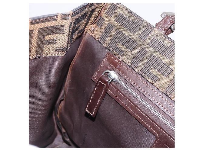 FENDI Zucca Canvas Mamma Baguette Hand Bag Black Brown - vista 24