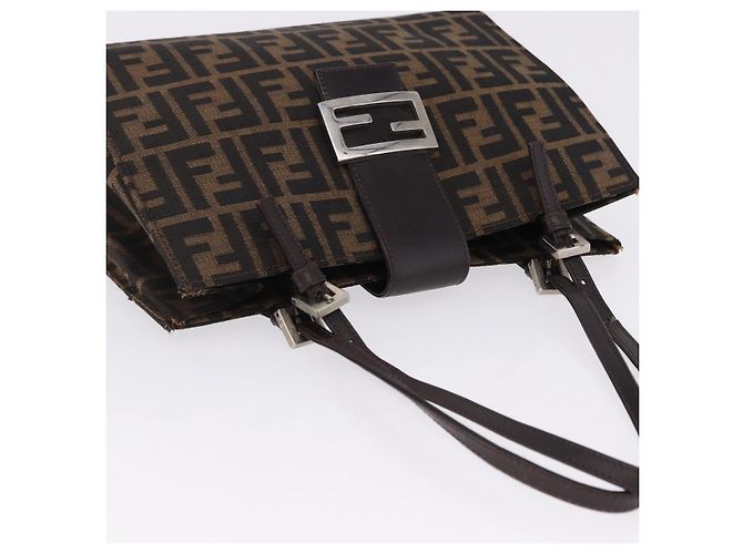 FENDI Zucca Canvas Mamma Baguette Hand Bag Black Brown - vista 7
