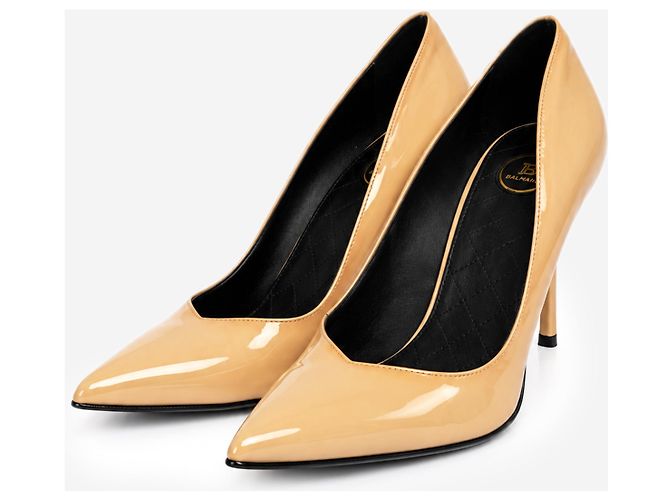Balmain Spitze Pumps aus neutralem Lackleder - size EU 38 - Ansicht 8