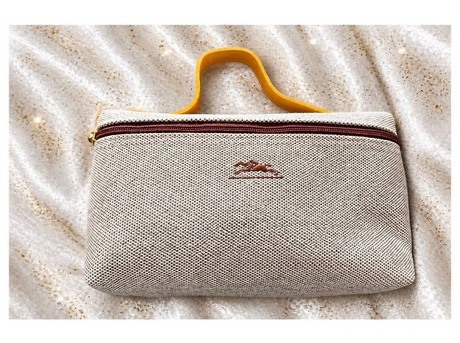 Longchamp Vanity Case in Tela e Pelle Beige - vista 2