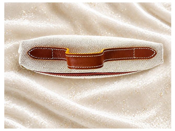 Longchamp Vanity Case in Tela e Pelle Beige - vista 5