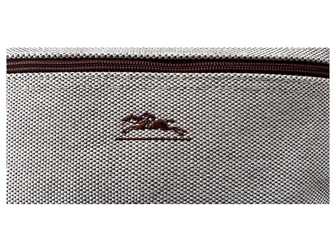 Longchamp Vanity Case in Tela e Pelle Beige - vista 6