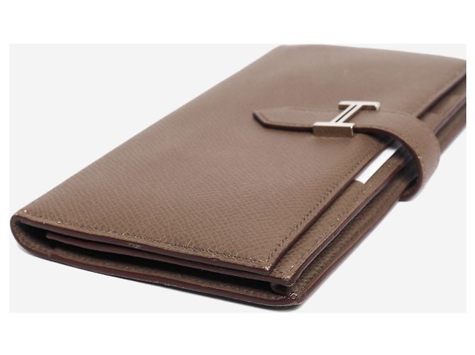 Béarn Hermès Cartera Bearn de piel Epsom Etoupe - vista 3