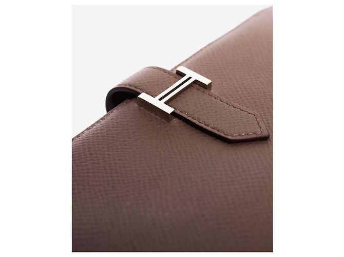 Béarn Hermès Cartera Bearn de piel Epsom Etoupe - vista 4