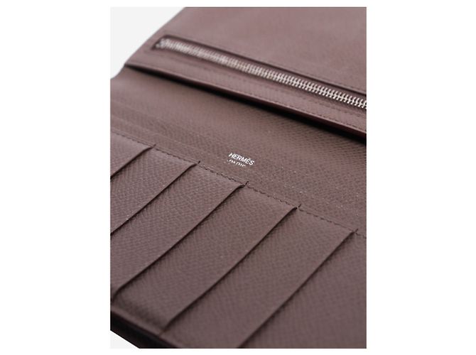 Béarn Hermès Cartera Bearn de piel Epsom Etoupe - vista 5