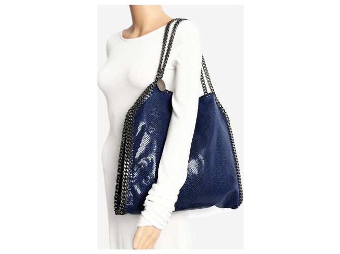 Stella Mc Cartney Falabella Shopper-Bag in Python-Optik Marineblau - Ansicht 2