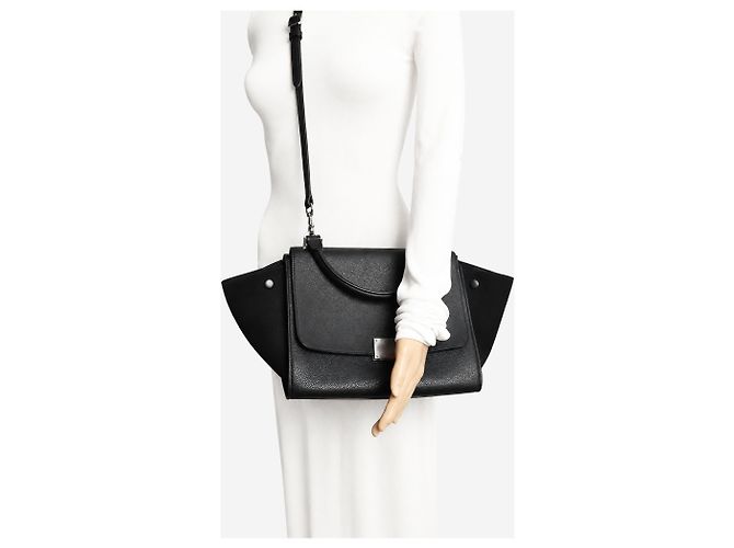 Trapèze Céline Borsa Trapeze in pelle e camoscio nera - vista 2