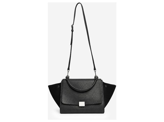 Trapèze Céline Borsa Trapeze in pelle e camoscio nera - vista 3