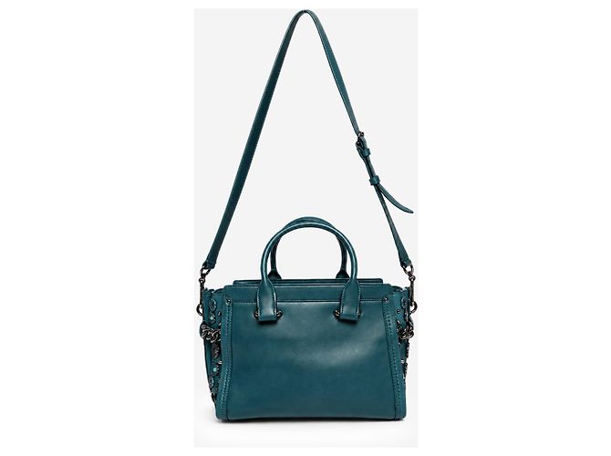Coach Borsa Swagger in pelle blu con decorazioni floreali - vista 4