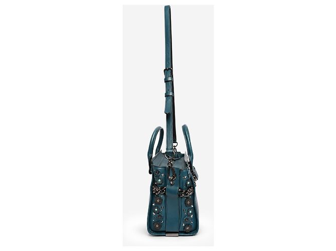 Coach Borsa Swagger in pelle blu con decorazioni floreali - vista 5
