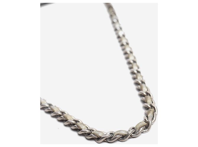 Chanel Bolsa de aba quadrada acolchoada em couro metalizado Silver 2000 - vista 4