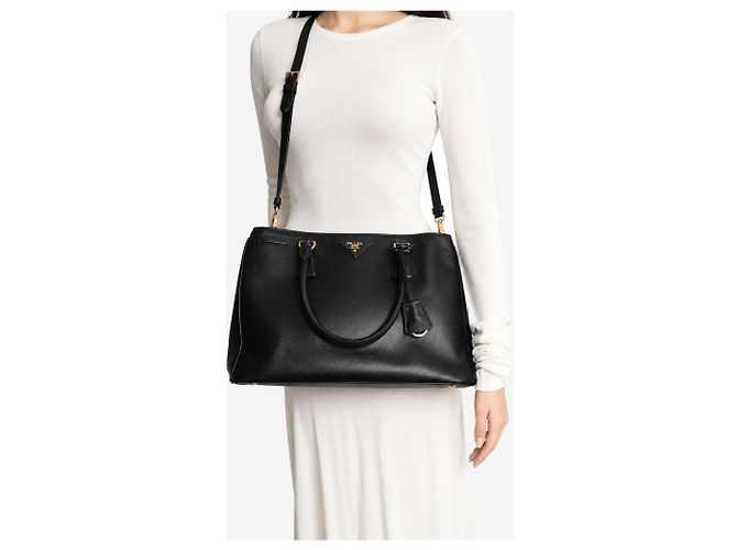 Prada Borsa Galleria in pelle Saffiano nera - vista 2