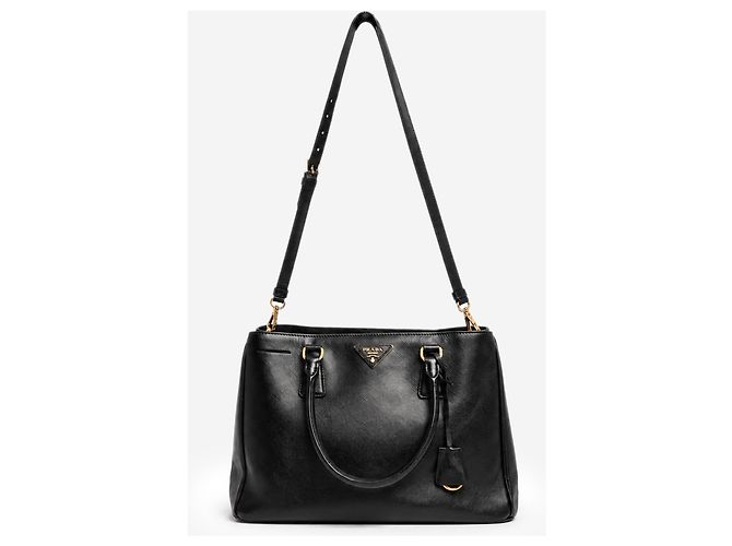 Prada Borsa Galleria in pelle Saffiano nera - vista 3
