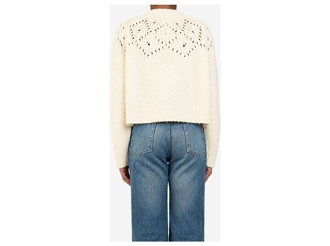 Céline Triomphe pointelle Alpaka-Pullover mit Rundhalsausschnitt, cremeweiß - Größe XS - Ansicht 2