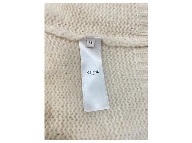 Céline Triomphe pointelle Alpaka-Pullover mit Rundhalsausschnitt, cremeweiß - Größe XS - Ansicht 3