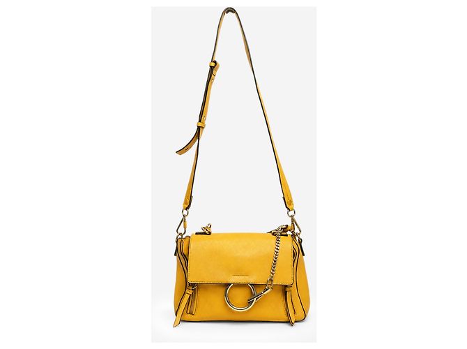 Chloé Borsa Faye Day in pelle e camoscio gialla - vista 2