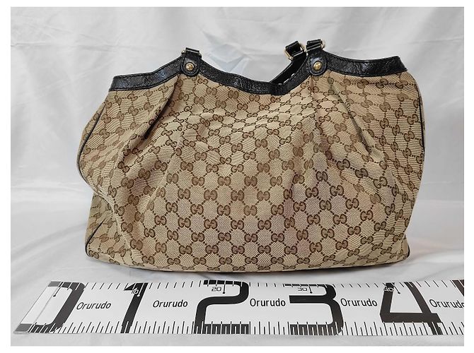 Gucci Sukey Large Monogram Canvas Pelle Beige Nero - vista 2