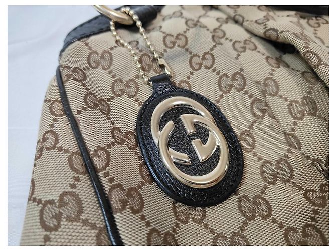 Gucci Sukey Large Monogram Canvas Pelle Beige Nero - vista 5