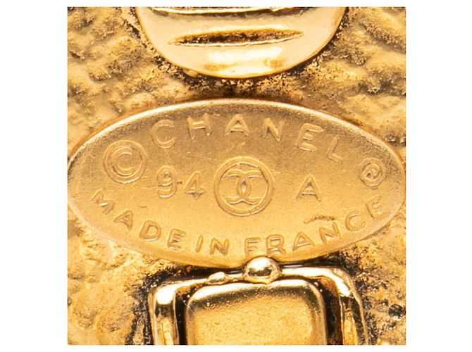 Orecchini a clip rotondi Chanel Gold CC placcati oro con perle finte - vista 3