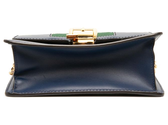 Bolsa Gucci Blue Mini Calfskin Web Sylvie Chain Satchel - vista 3