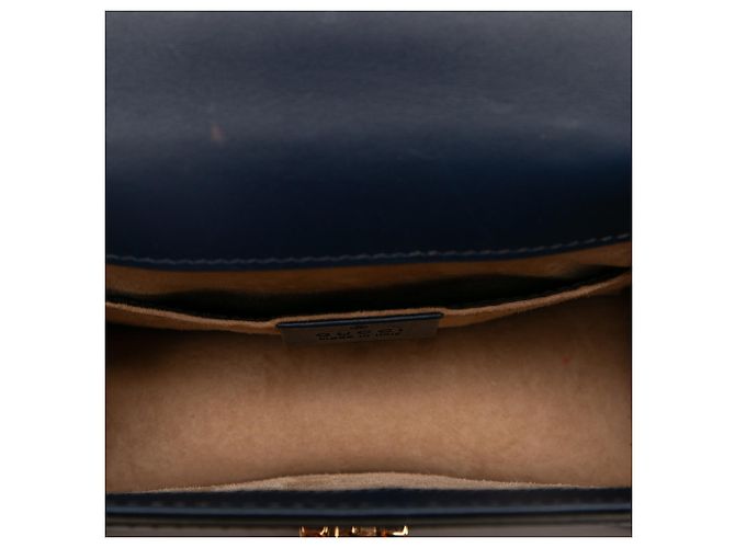 Bolsa Gucci Blue Mini Calfskin Web Sylvie Chain Satchel - vista 4