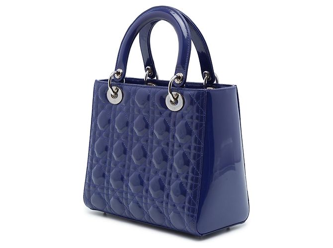 Dior Blue Medium Patent Cannage Lady Dior - vista 2
