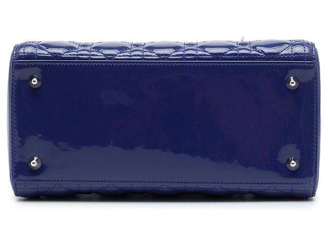 Dior Blue Medium Patent Cannage Lady Dior - vista 3