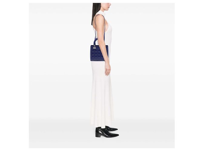 Dior Blue Medium Patent Cannage Lady Dior - vista 6