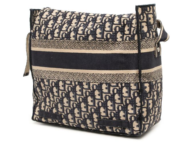 Borsa Messenger Diorcamp in tela ricamata Oblique Blue Medium Dior - vista 2