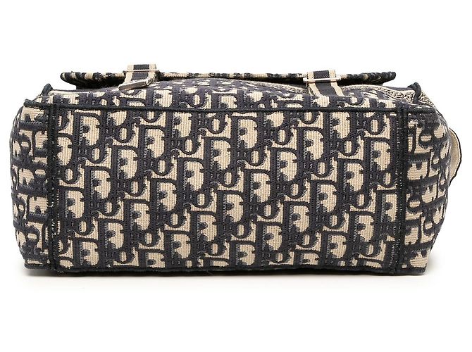 Borsa Messenger Diorcamp in tela ricamata Oblique Blue Medium Dior - vista 3
