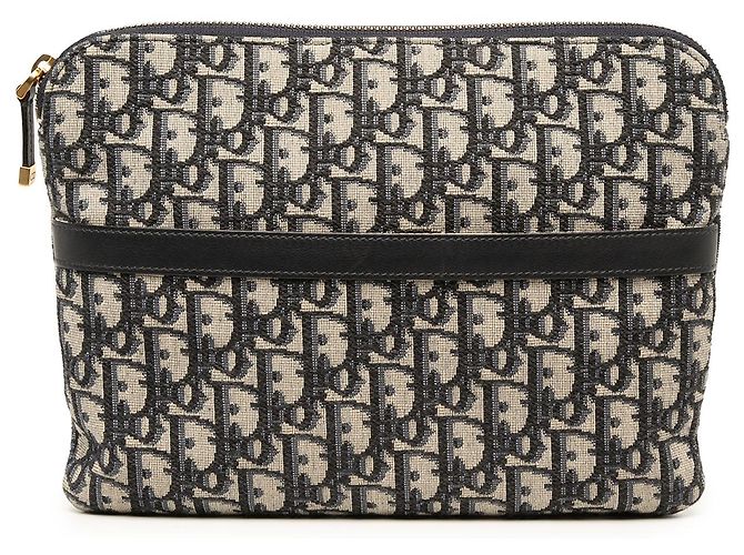 Borsa Messenger Diorcamp in tela ricamata Oblique Blue Medium Dior - vista 6