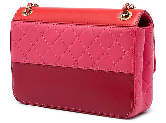 Chanel Red CC Tricolor Quilted Lambskin Single Flap - vista 2