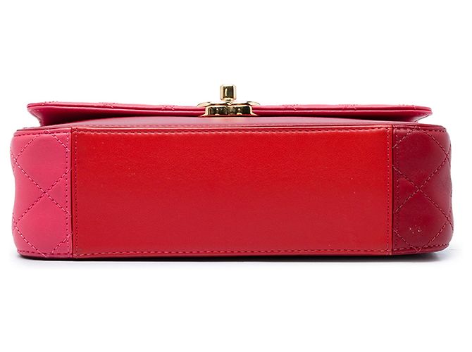 Chanel Red CC Tricolor Quilted Lambskin Single Flap - vista 3