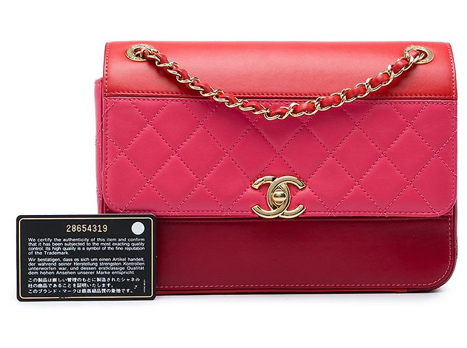 Chanel Red CC Tricolor Quilted Lambskin Single Flap - vista 6